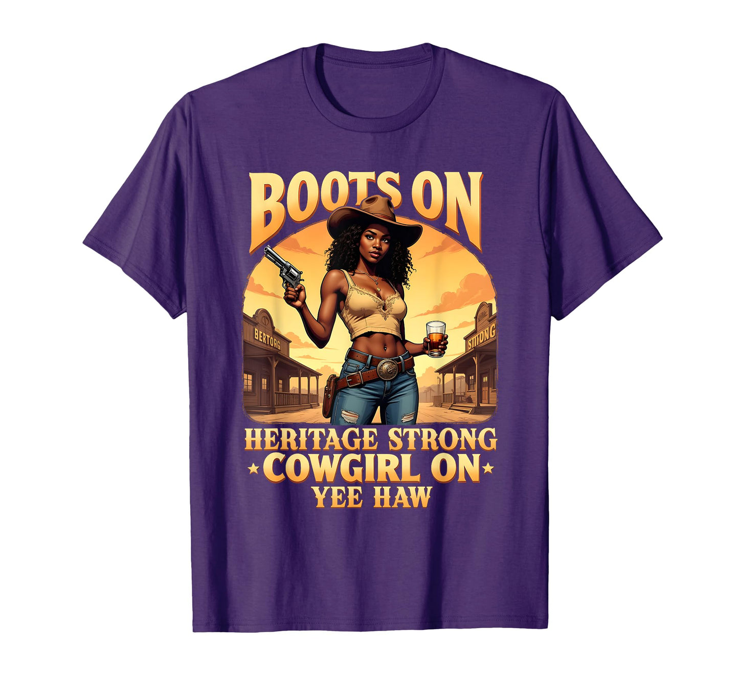Yehaw Cowgirl On Western Rodeo African American Cowgirl T-Shirt