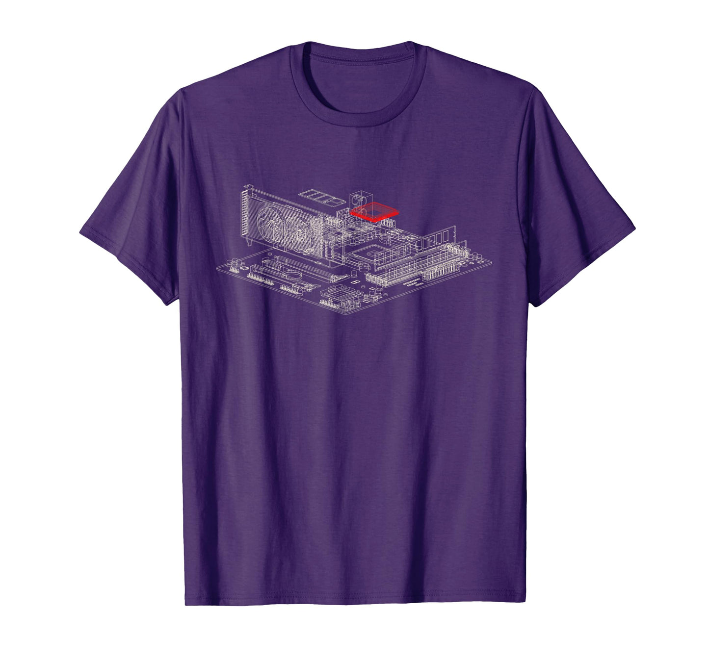 Graphics Card Wireframe, Computer GPU IT Tech Geek Nerd Gift T-Shirt