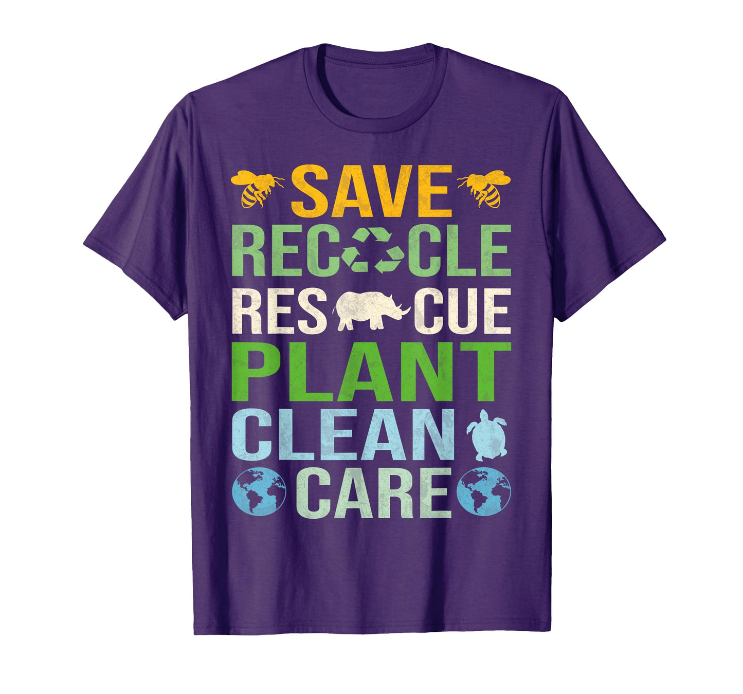 Save Bees Rescue Animals Recycle Plastics Fun Earth Day T-Shirt