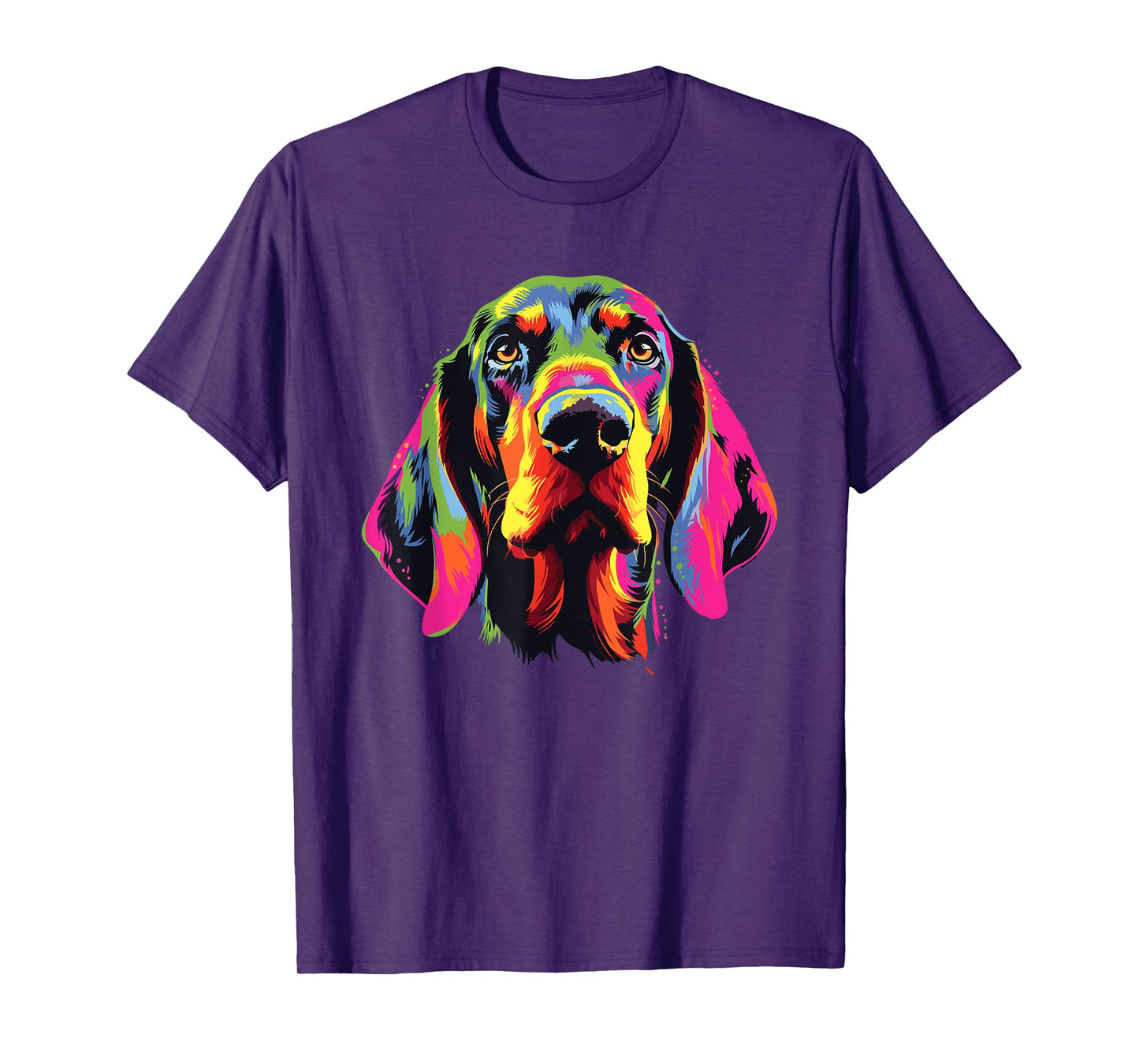 Watercolor Colorful Black And Tan Coonhound Dog Men Women Girls Kids T-Shirt