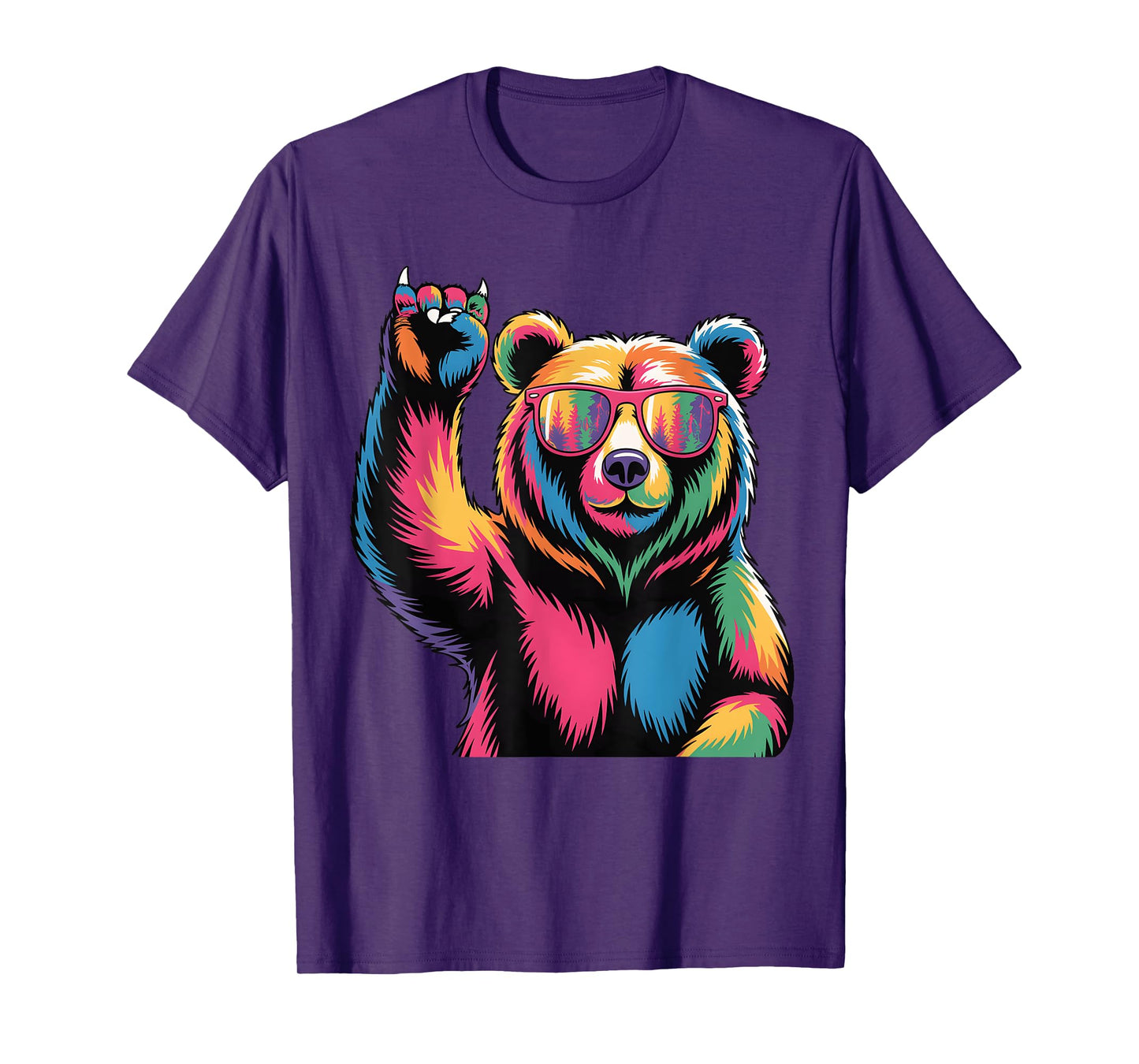 Rocking Bear Sunglasses Wildlife Colorful Bear Rock N Roll T-Shirt