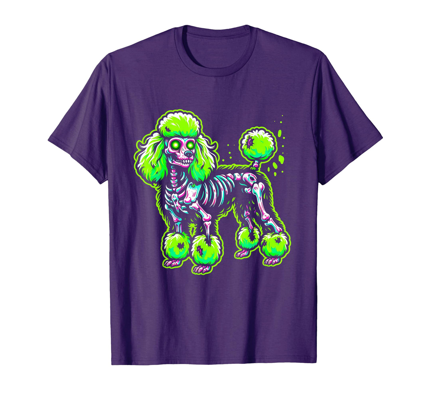 Zombie Poodle Dog Ghost Dark Halloween Horror Skeleton Gifts T-Shirt for Men Women Kids
