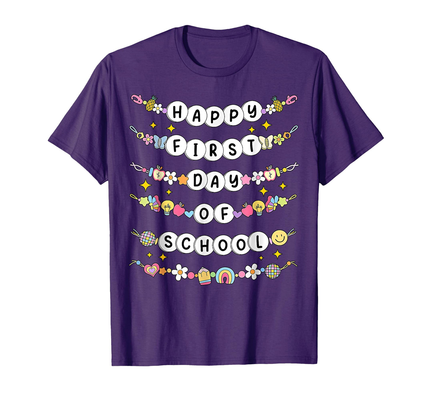 Happy First Day Of School Friendship Bracelets Teacher Kids T-Shirt