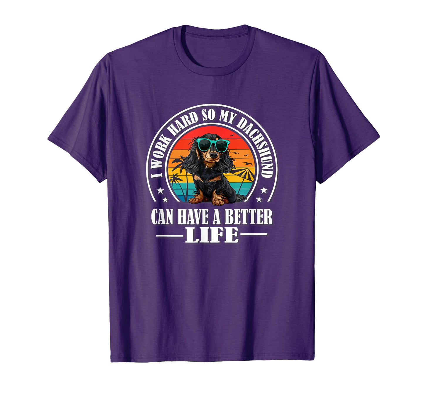 Funny Retro Vintage Better Life Black Long Haired Dachshund T-Shirt