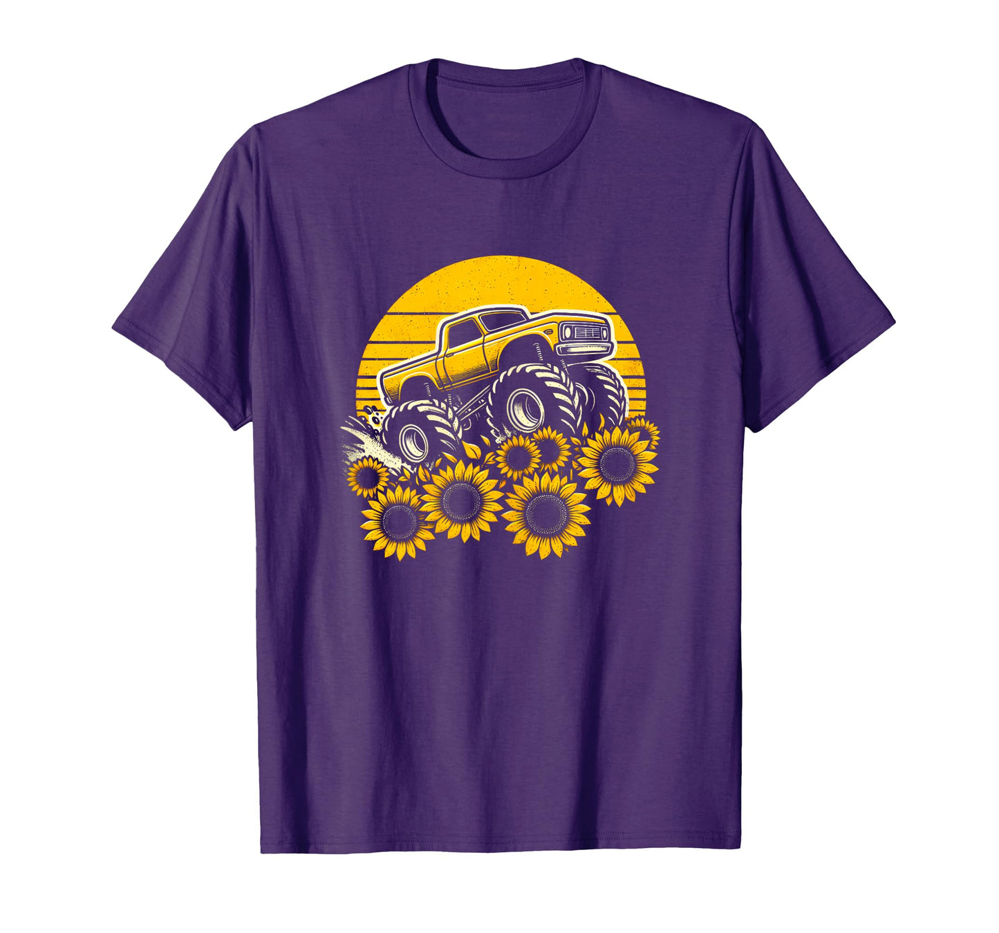 Happy Mother's Day Toddler Sunflower Monster Truck Kids Boys T-Shirt