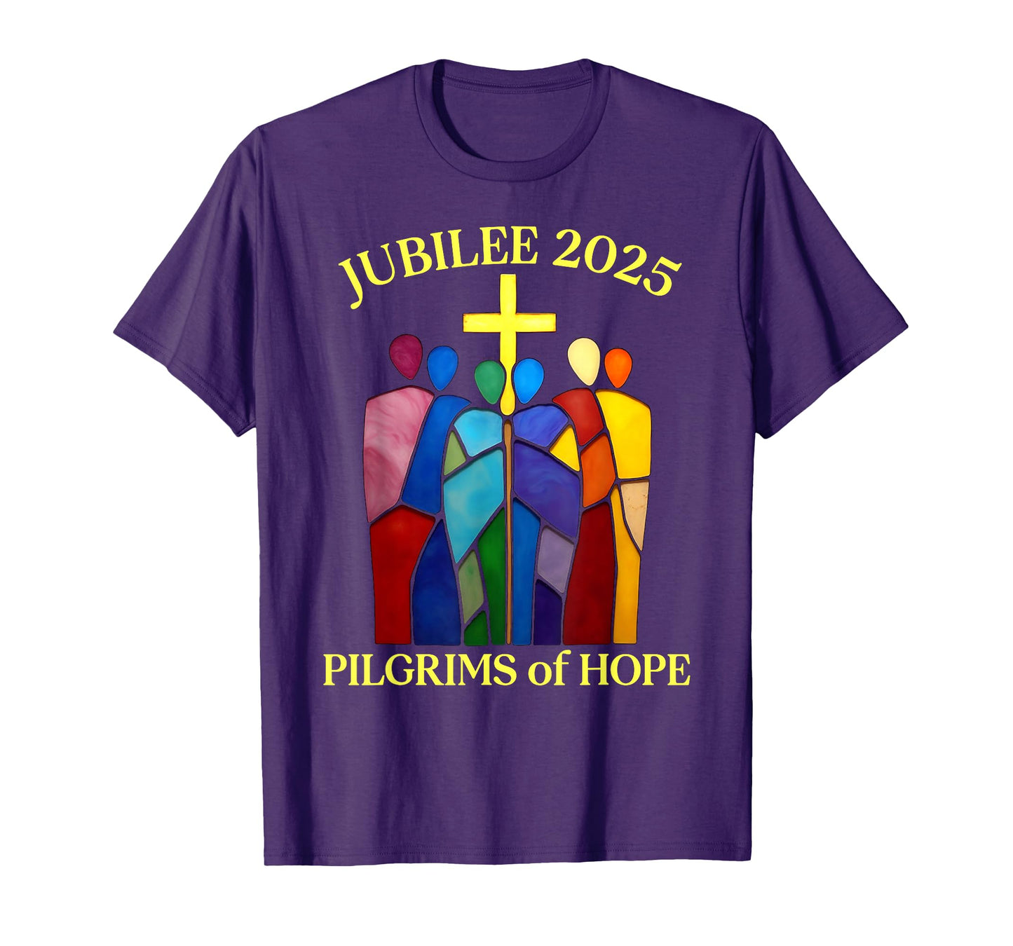 Catholic Jubilee 2025 Stained Glass Pilgrims Of Hope T-Shirt