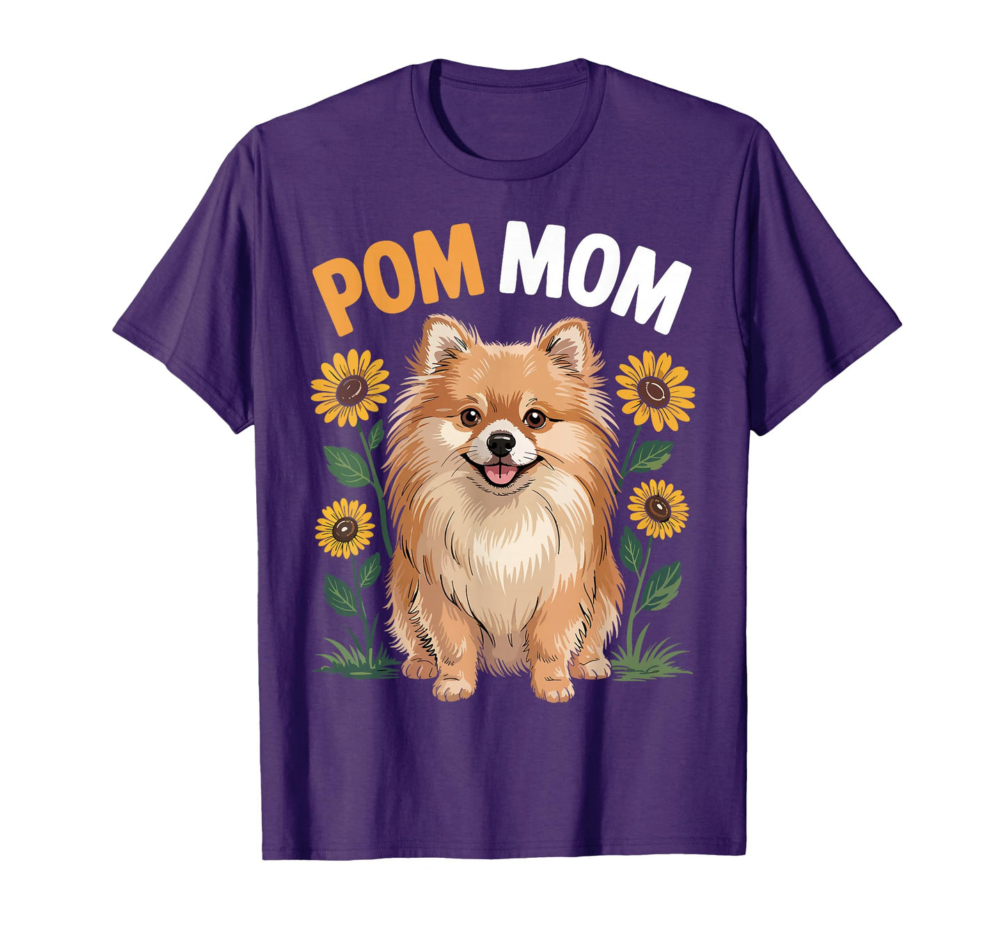 Pom Mom Pomeranian Dog Sunflower Lover Mothers Day T-Shirt
