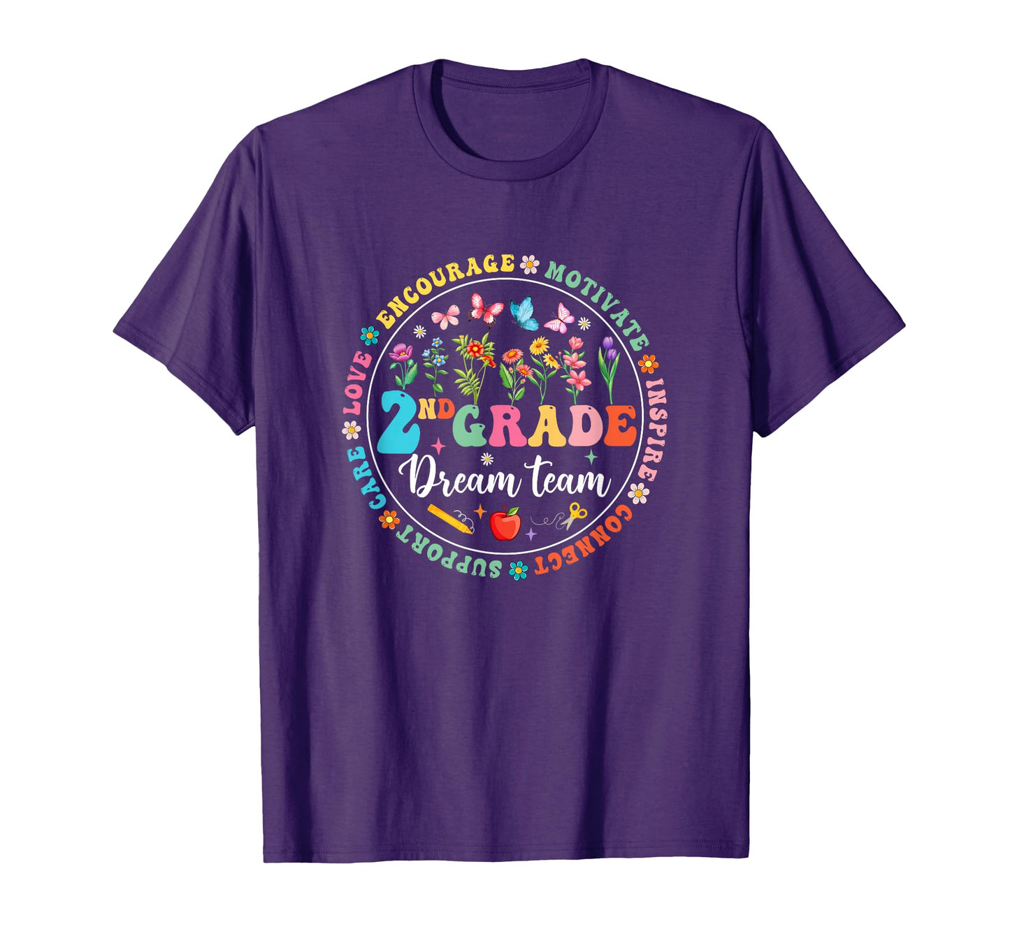 Second Grade Dream Team Back To School Teacher Flower T-Shirt