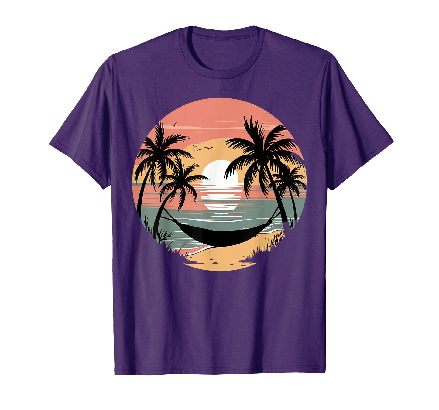 Vacation Smile Tropical Sunset Palm Trees Hammock T-Shirt
