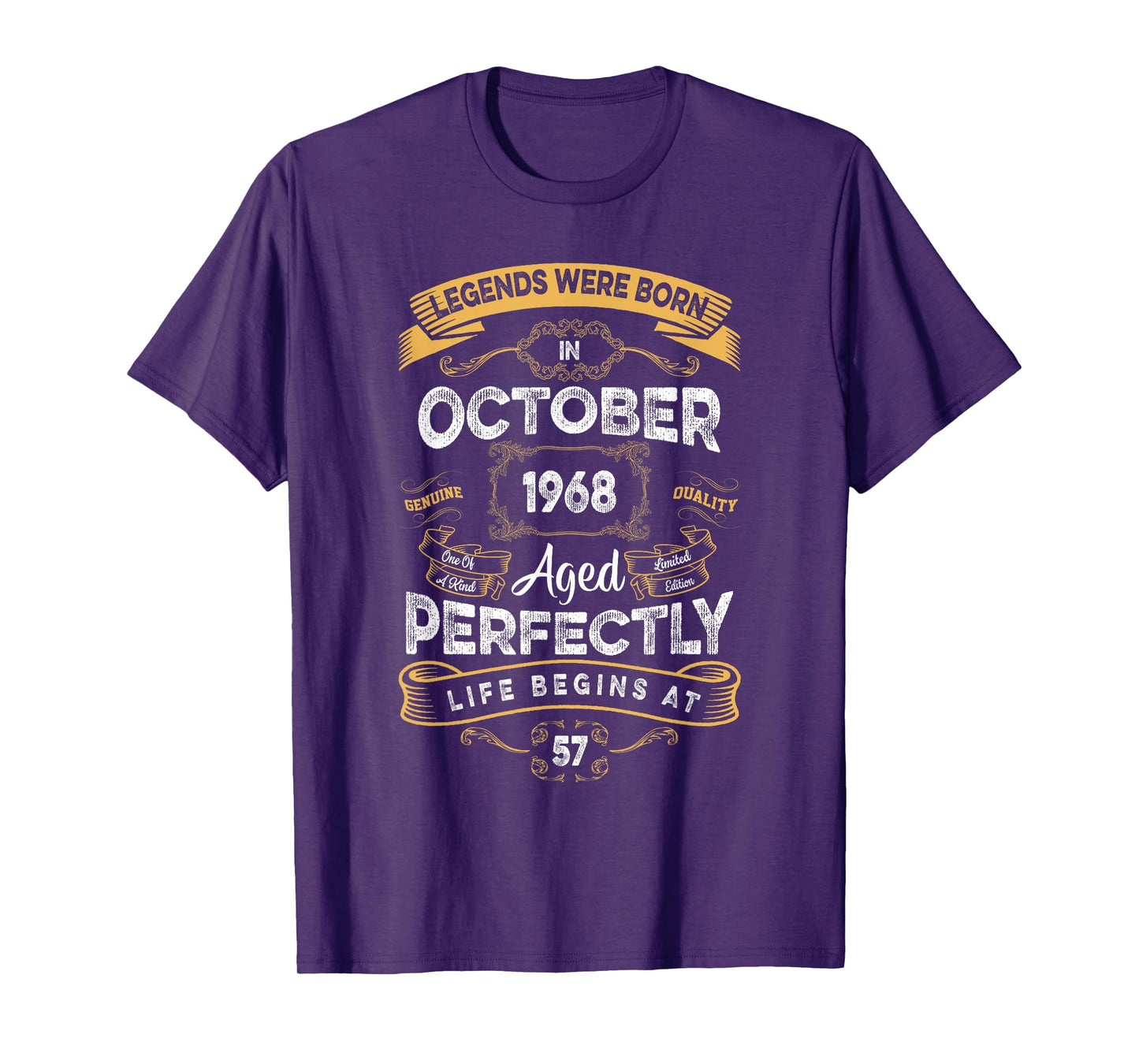 Vintage 57th Birthday Legends were Born in October 1968 T-Shirt