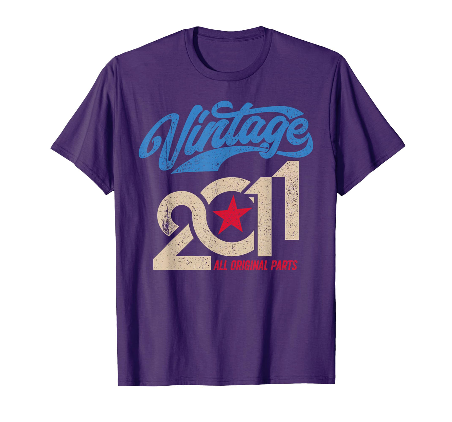 Vintage 2011 Retro 14th Birthday 14 Year Old USA Flag Style T-Shirt
