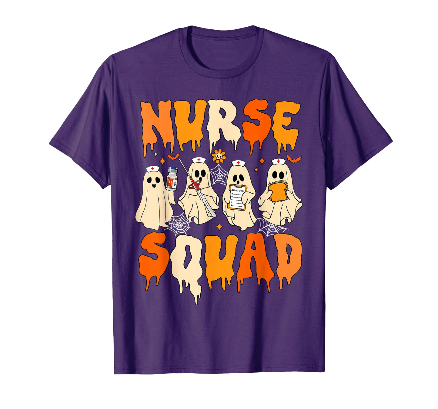 Nurse Squad Funny Ghost Halloween Nursing ER RN ICU ED Nurse T-Shirt