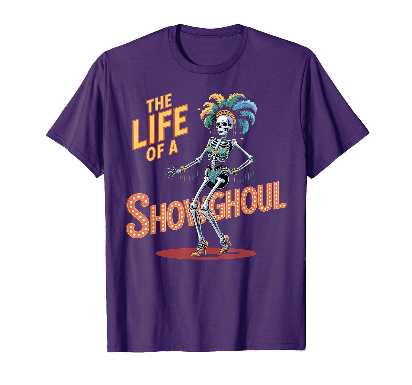Funny Skeleton Showgirl Costume Tee - Halloween Horror Party T-Shirt