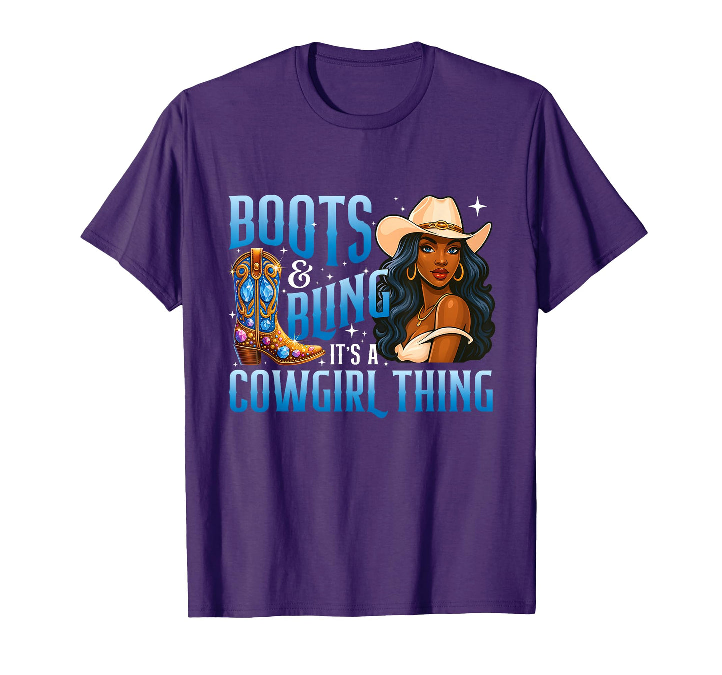 Boots & Bling It's A Cowgirl Thing - Black Cowgirl Western T-Shirt