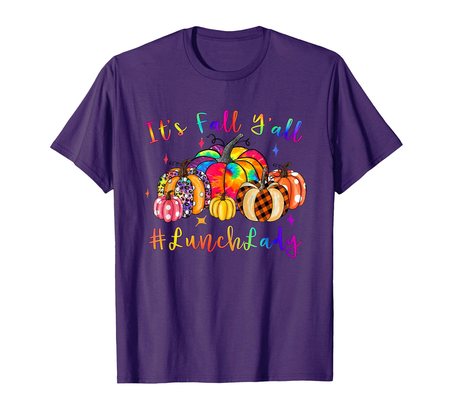 Tiedye Pumpkin Fall Autumn Thanksgiving Lunch Lady Women T-Shirt