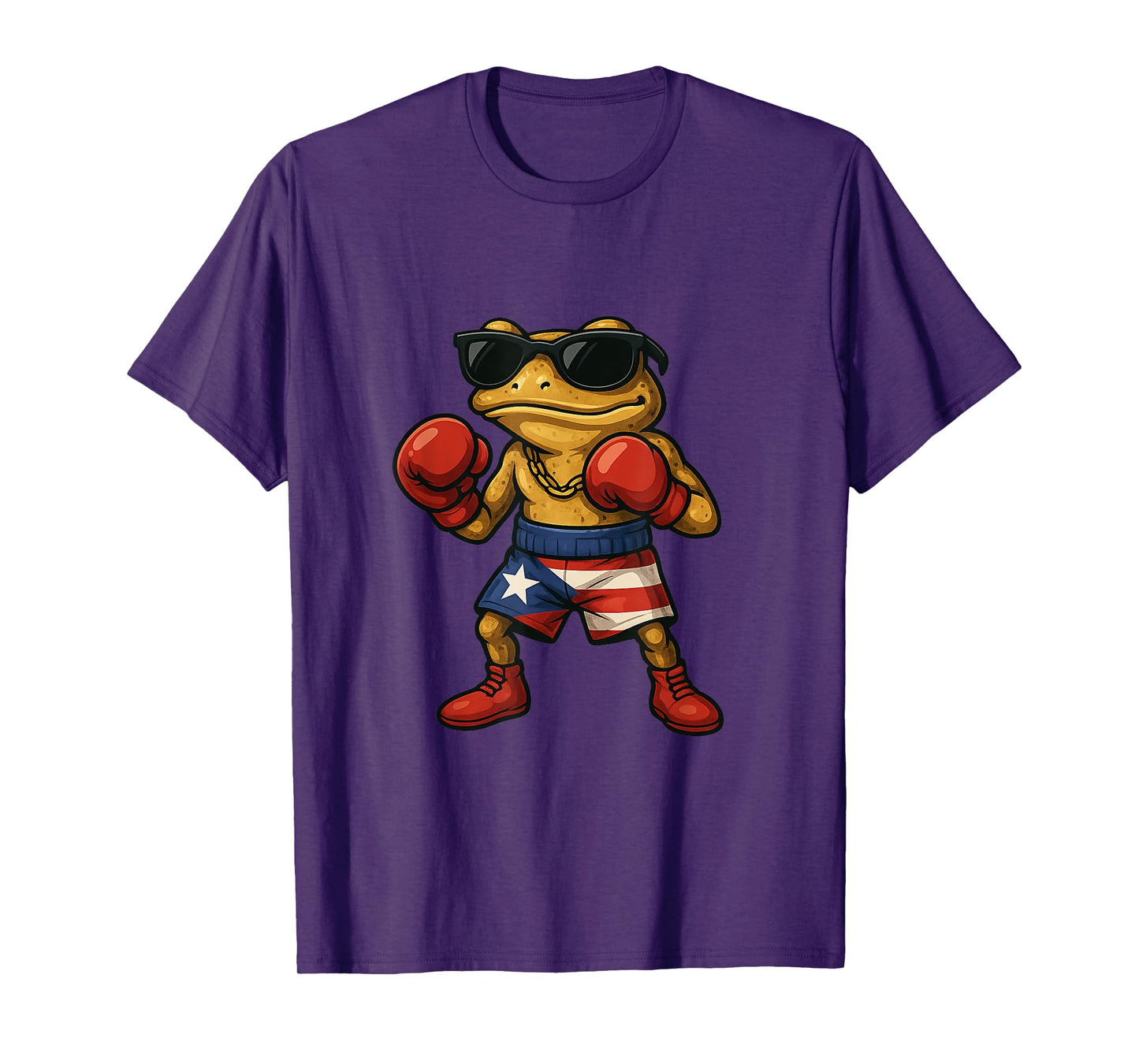 Boxing Coqui Puerto Rican Flag Sunglasses Boricua Fun T-Shirt