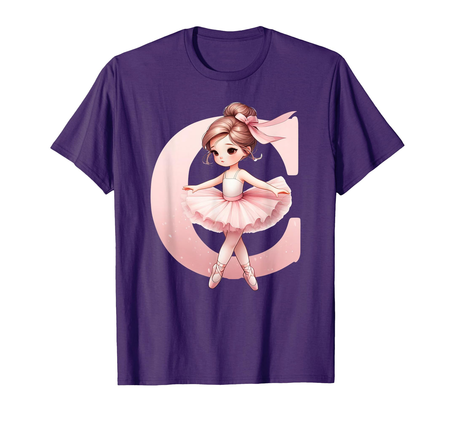 Ballerina Girl Dancing Name First Letter C Girly Tutu Ballet T-Shirt