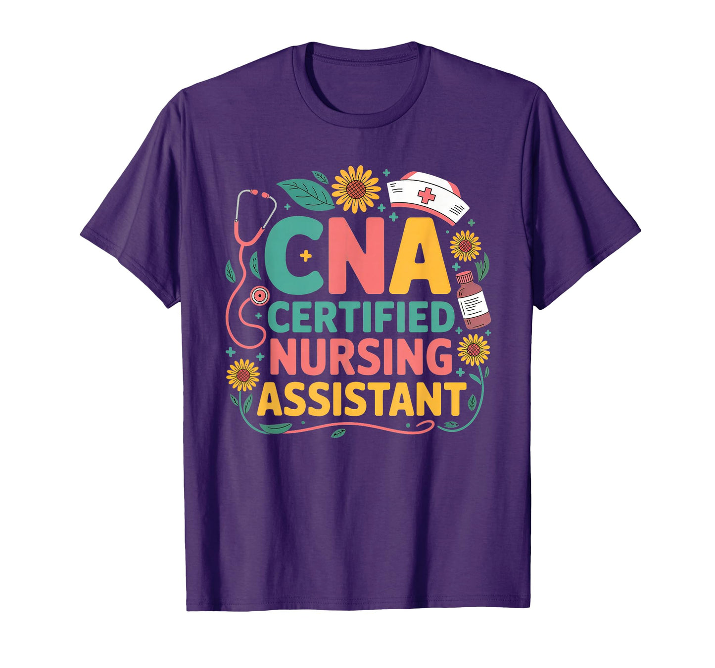 CNA Certified Nursing Assistant Floral Nurse Life Healthcare T-Shirt