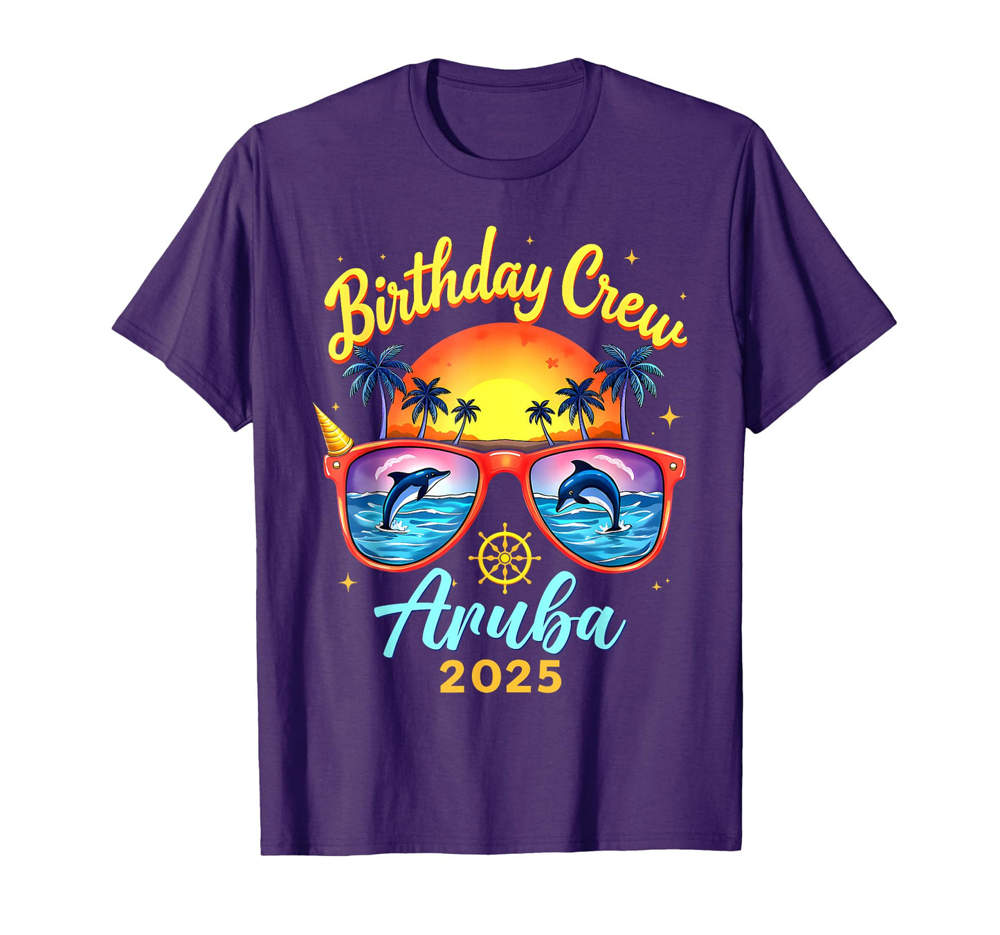 Birthday Crew Vacation Aruba 2025 Party Matching Cruise T-Shirt