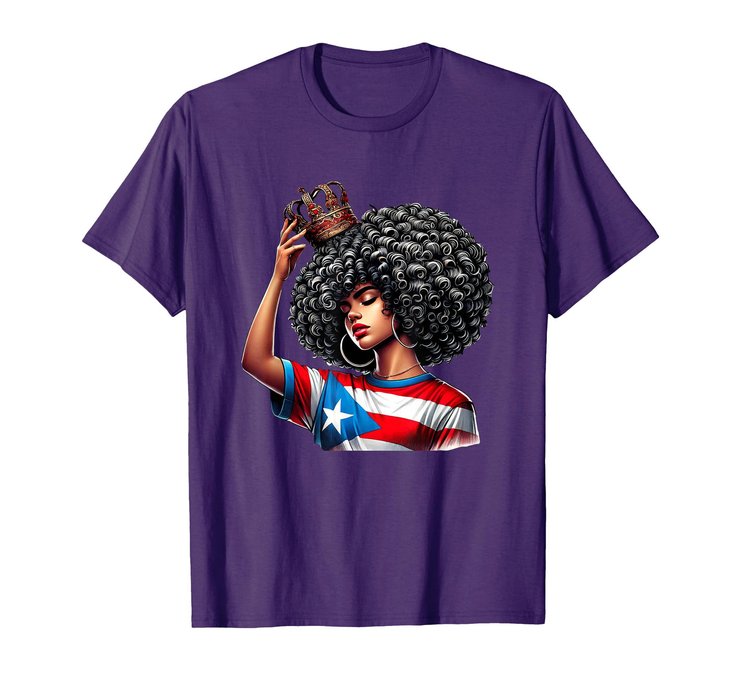 Afro Boricua Queen Puerto Rican Princess Flag Crown Latina T-Shirt