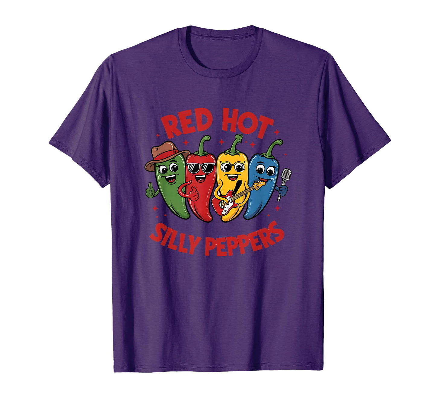 Red Hot Silly Peppers Fun Cartoon T-Shirt