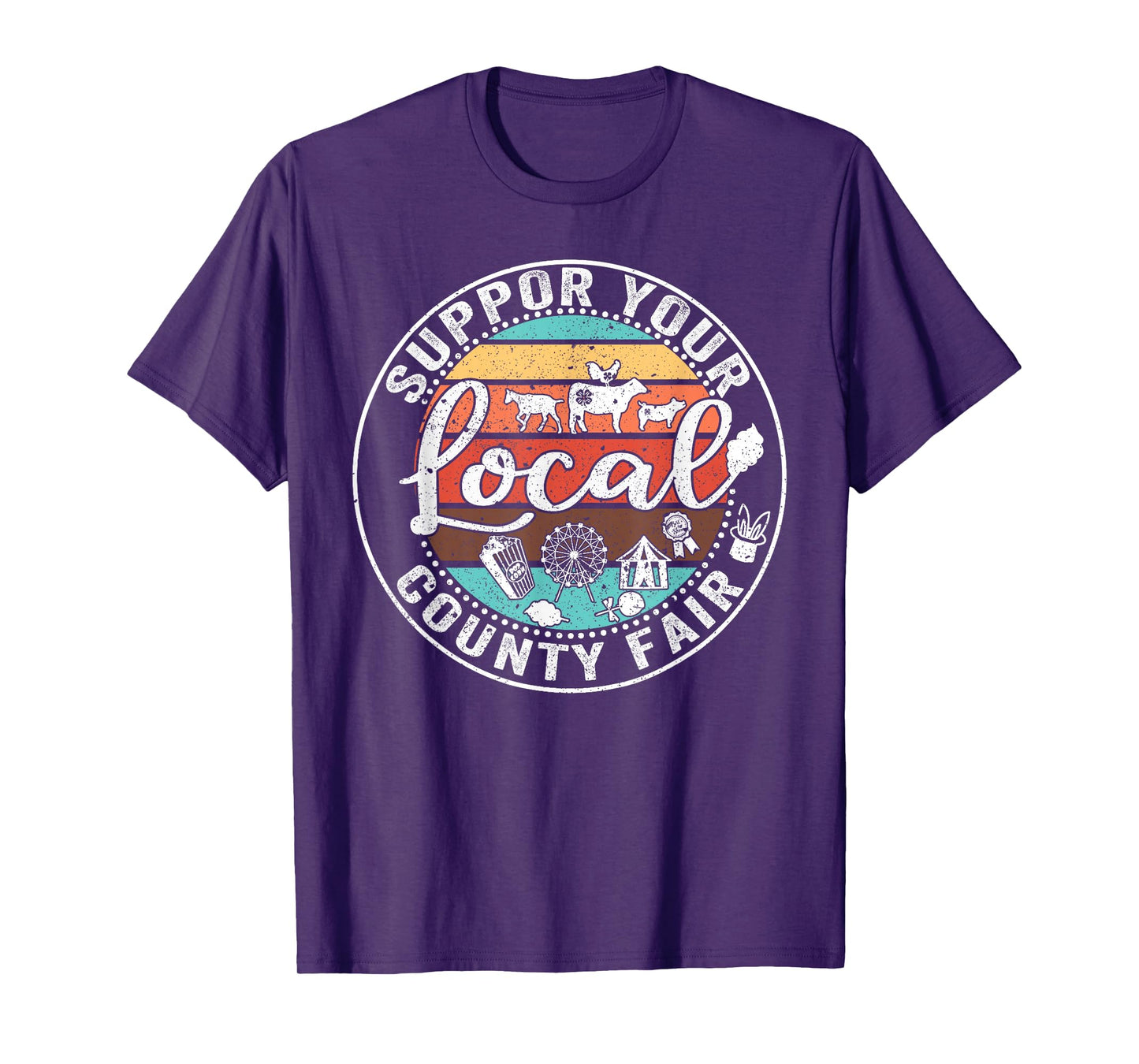 Support Your Local County Fair Farmer Country Farm Life T-Shirt, Small, Black