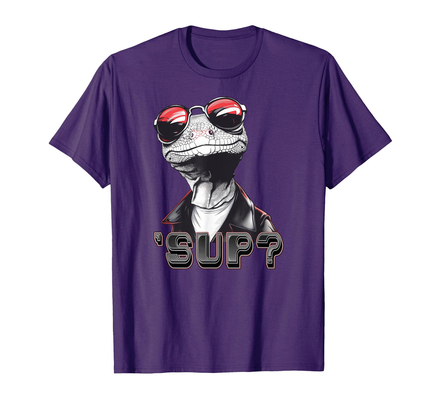 Cool Lizard Wearing Shades and Leather Jacket Asking 'Sup? T-Shirt