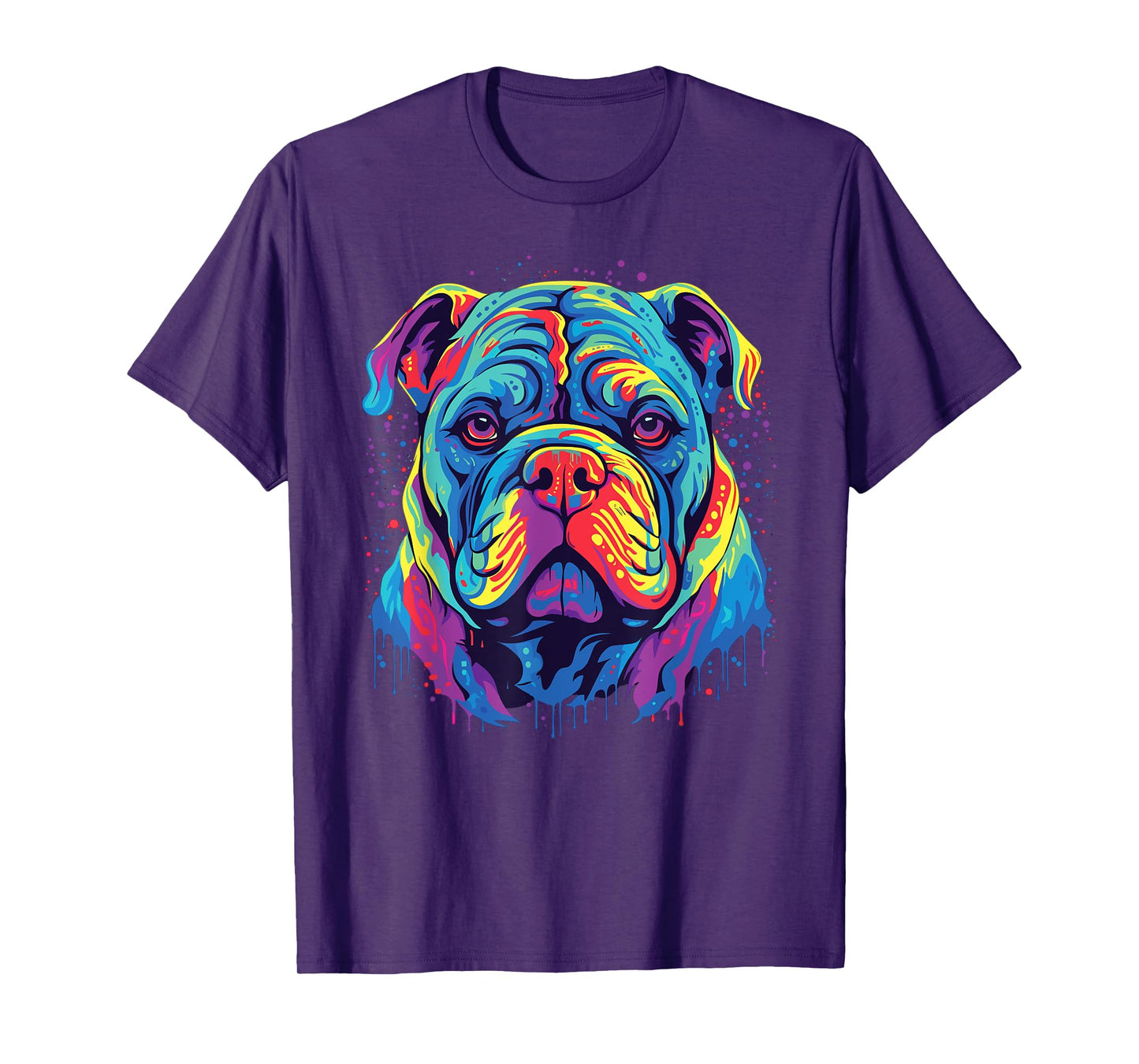Watercolor Colorful Alapaha Blue Blood Bulldog Dog T-Shirt for Men Women Girls Kids