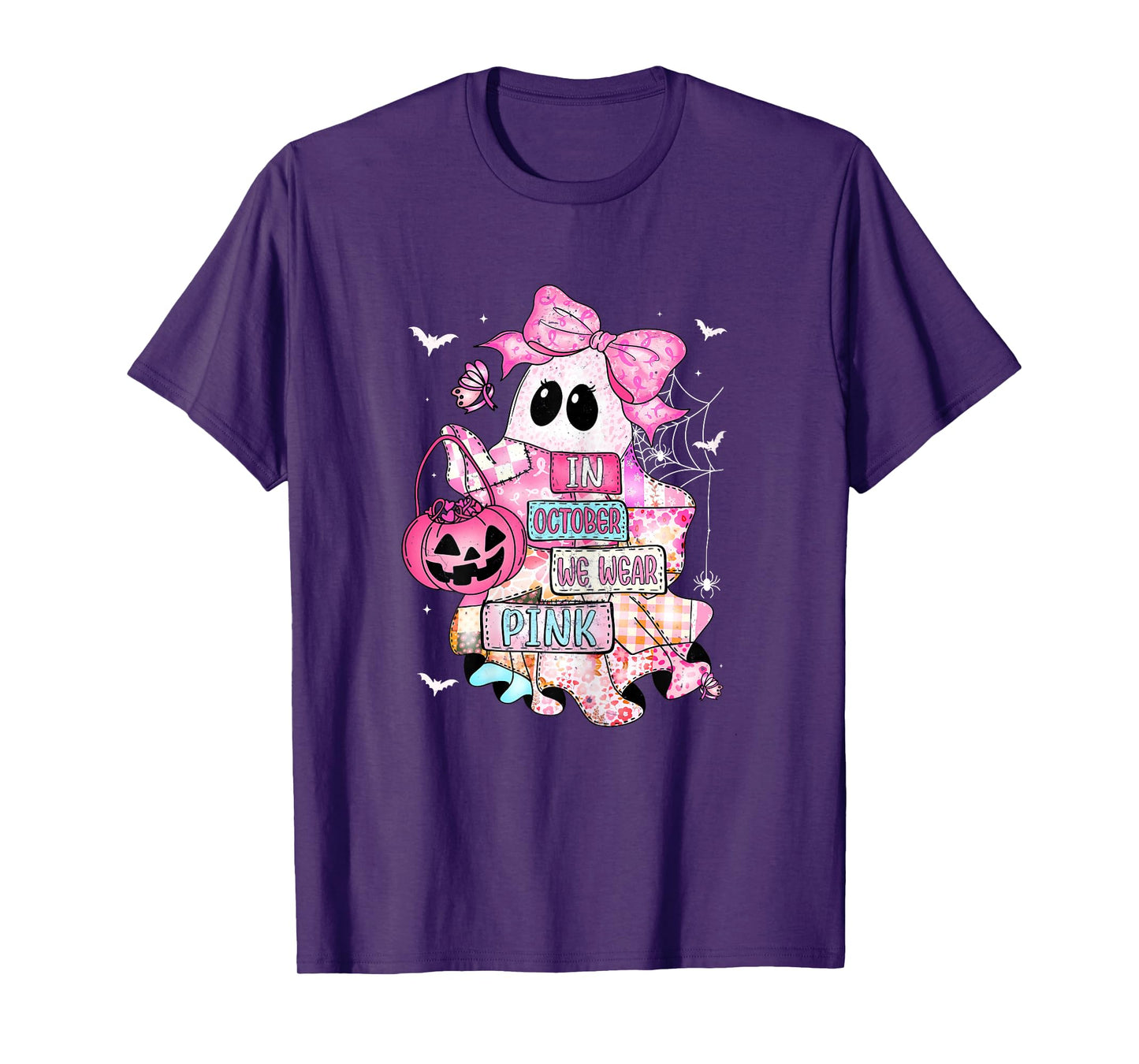 Halloween in October We Wear Pink Breast Cancer Awareness T-Shirt