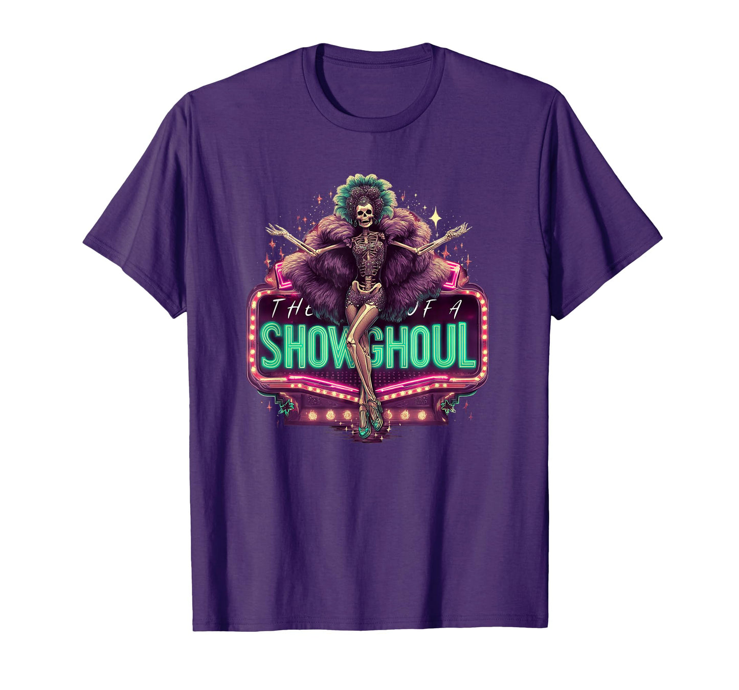 Creepy Showghoul Skeleton Burlesque Horror Glam Design T-Shirt