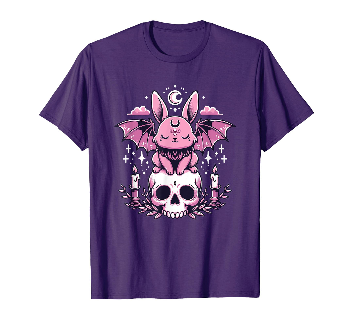 Kawaii Pastel Goth Cute Creepy Bunny Bat Skeleton T-Shirt