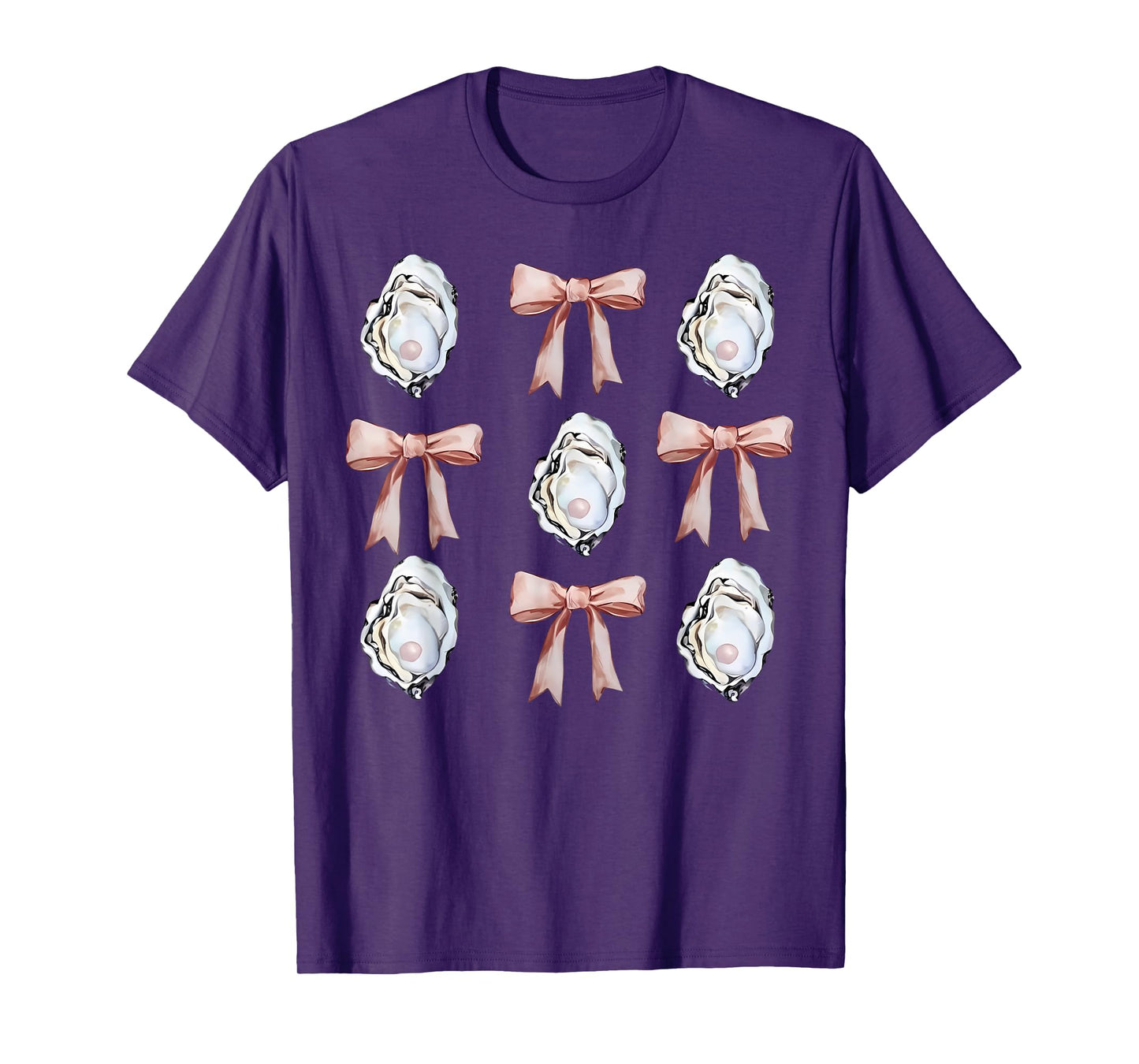 Preppy Oyster Coquette Bow Oyster Beach Ocean Aesthetic T-Shirt