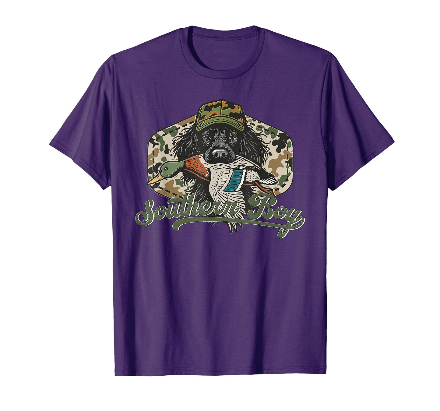 Camo Hunting Dog with Duck Rustic Retriever Southern Hunter T-Shirt
