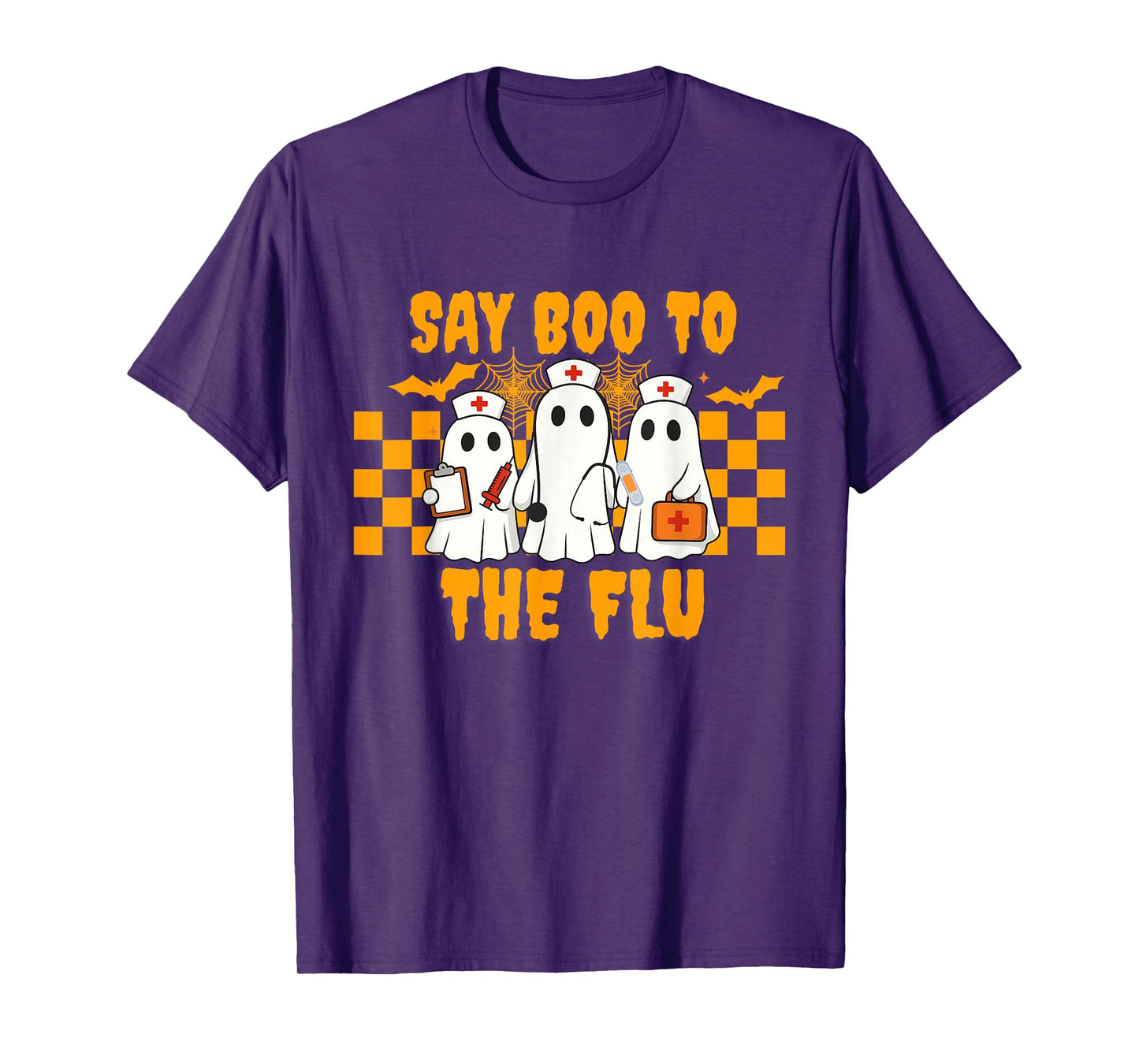 Nurse Ghost Halloween Vaccine Say Boo to The Flu T-Shirt