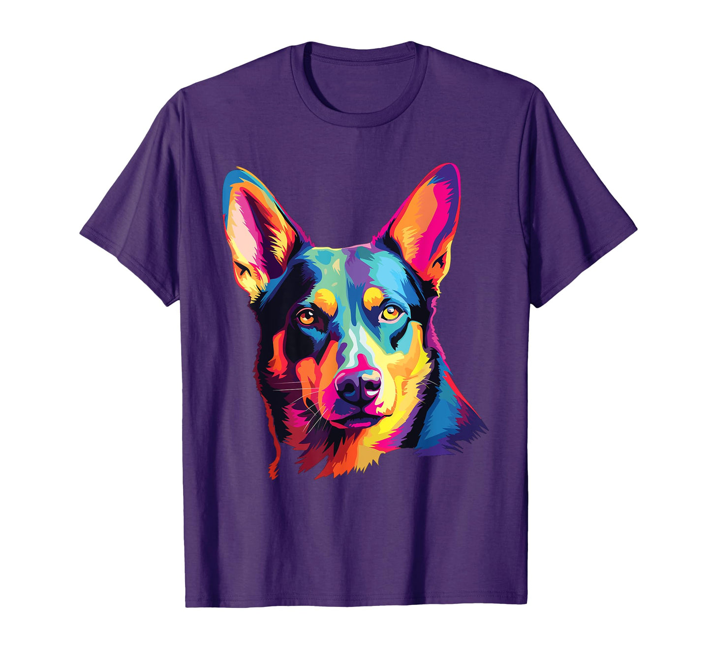 Watercolor Colorful Australian Kelpie Dog T-Shirt for Men Women Kids