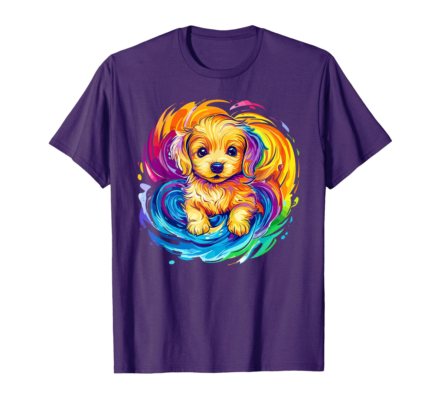 Adorable Puppy Rainbow Swirl Fantasy T-Shirt