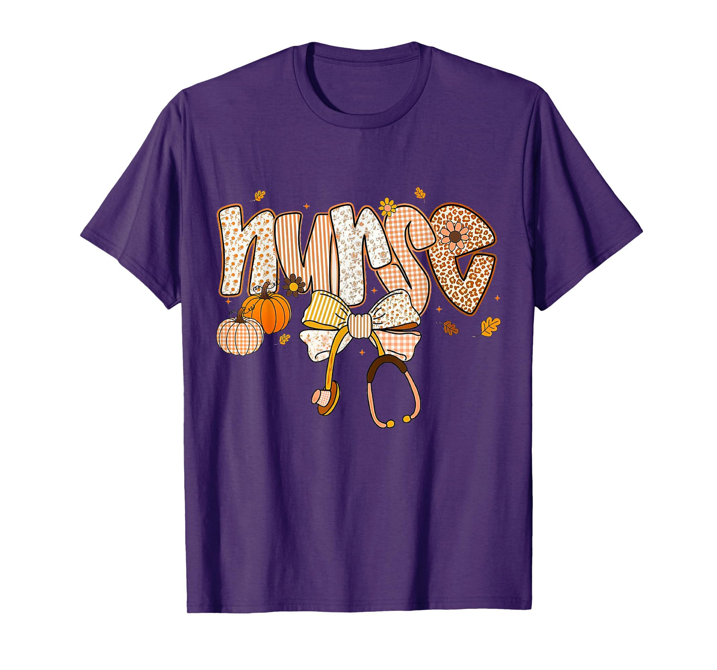Retro Pumpkin Nurse Life Stethoscope Fall Autumn Nurse T-Shirt