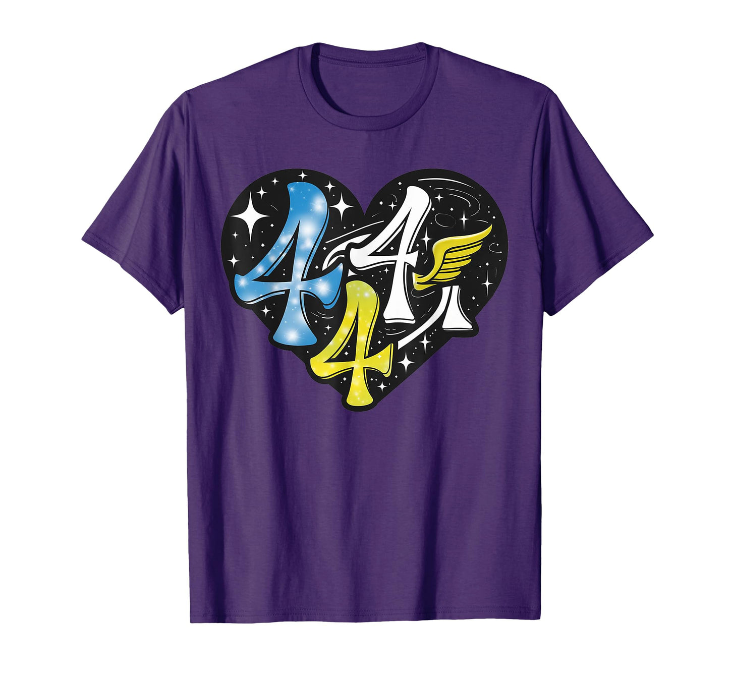 444 Angel Number Numerology Spirit Heart And Wings Of Angel T-Shirt