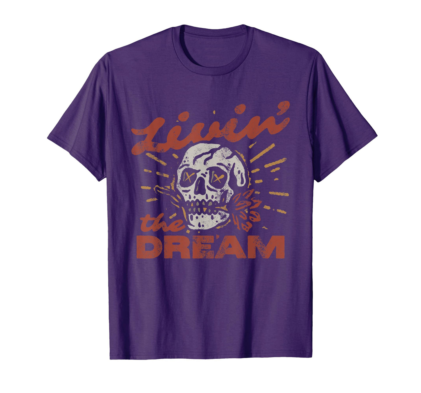 Funny Livin' The Dream Vintage Skull Retro for Men Women T-Shirt