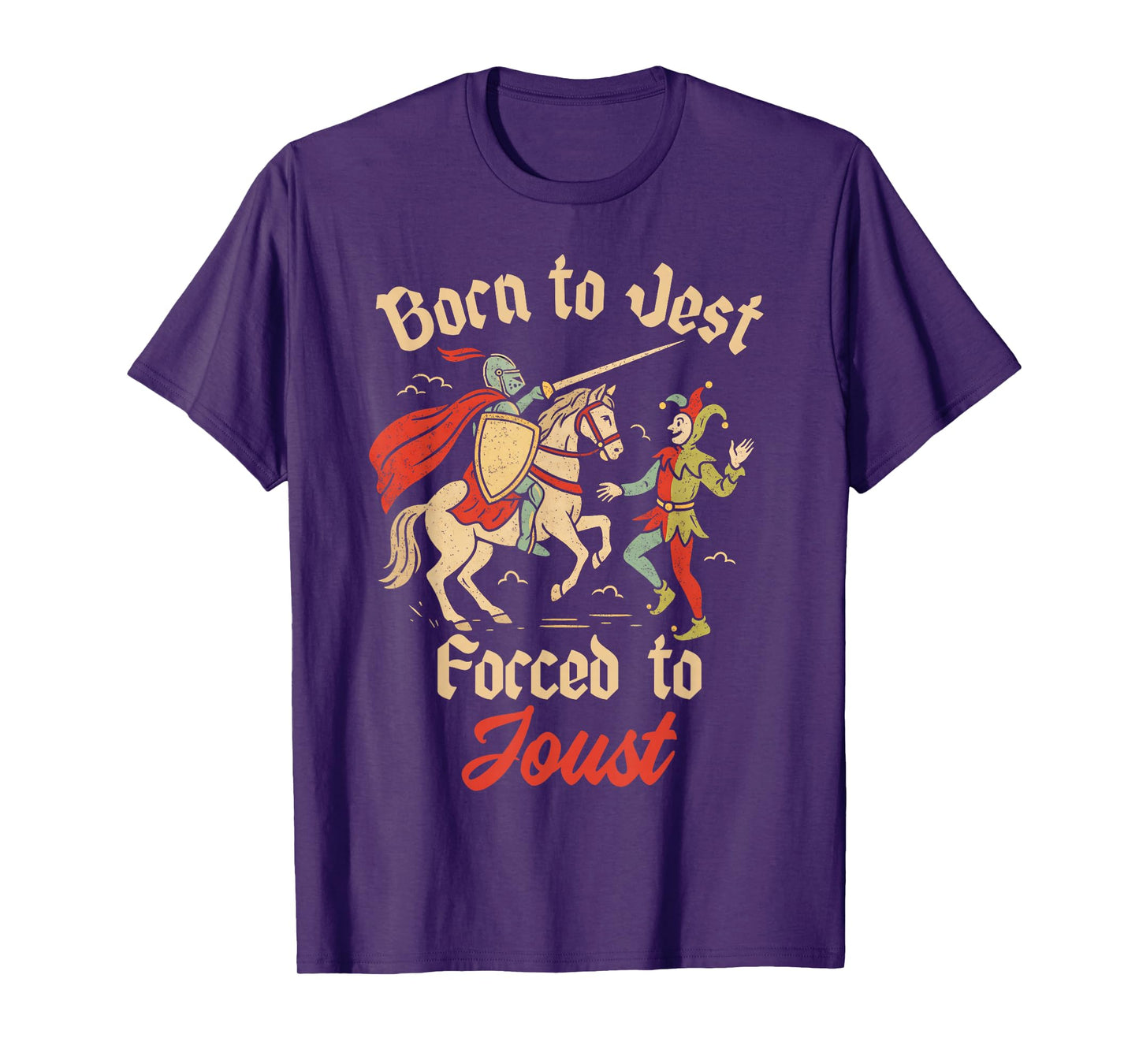 Medieval Vintage Knight Jester Born to Jest Forced to Joust T-Shirt