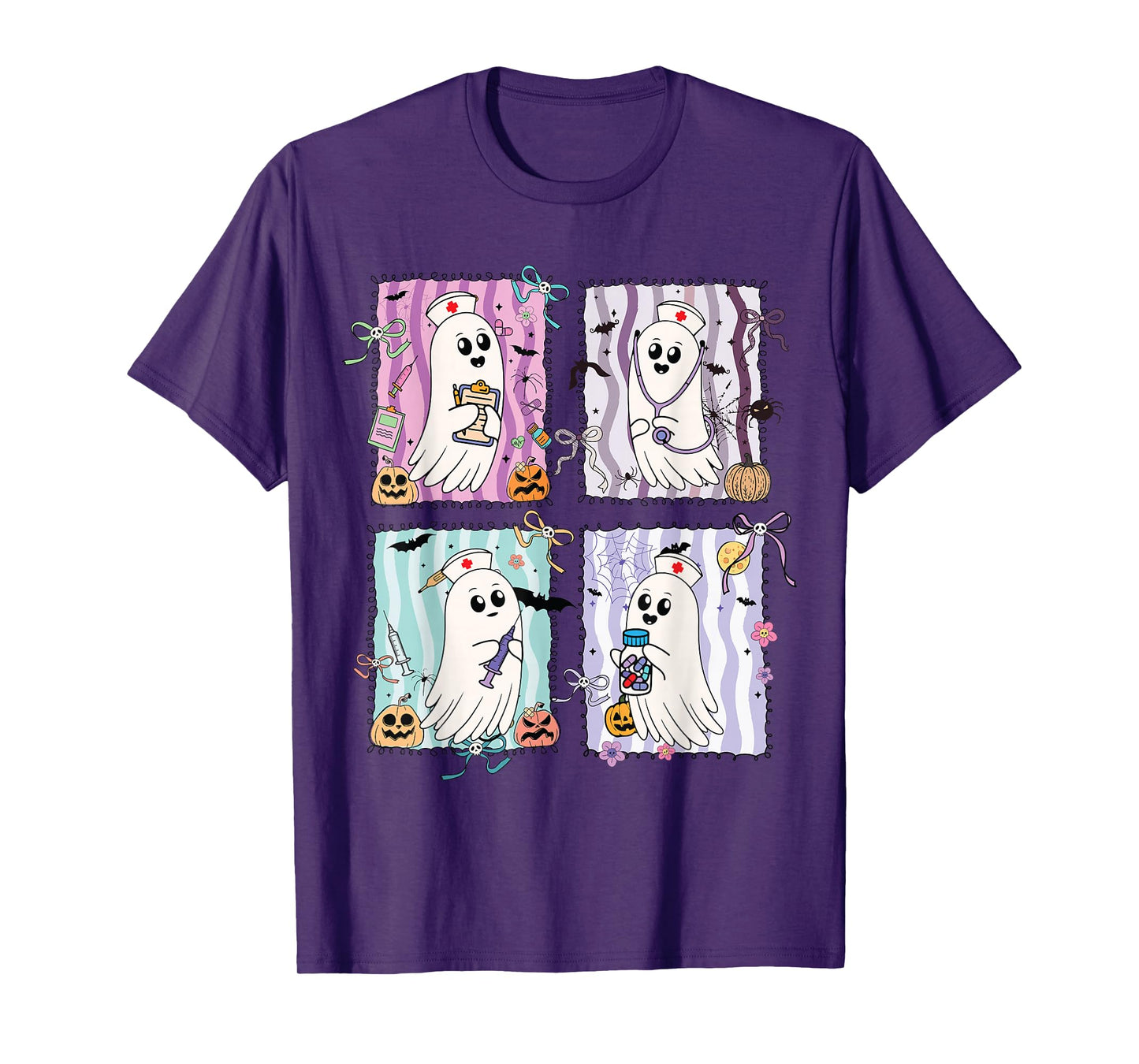 Preppy Nurse Ghosts Halloween Medical Spooky Pastel Design T-Shirt