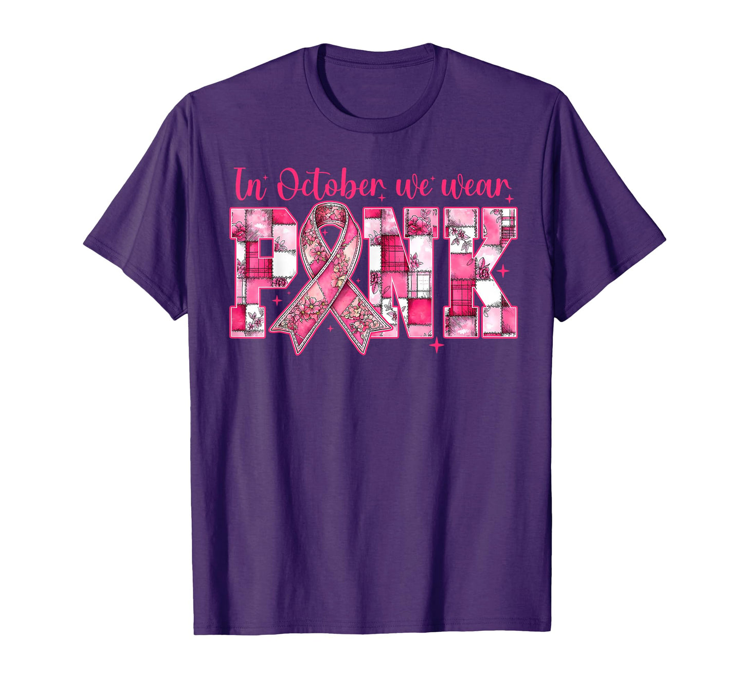 in October We Wear Pink Breast Cancer Survivor Pink Ribbon T-Shirt