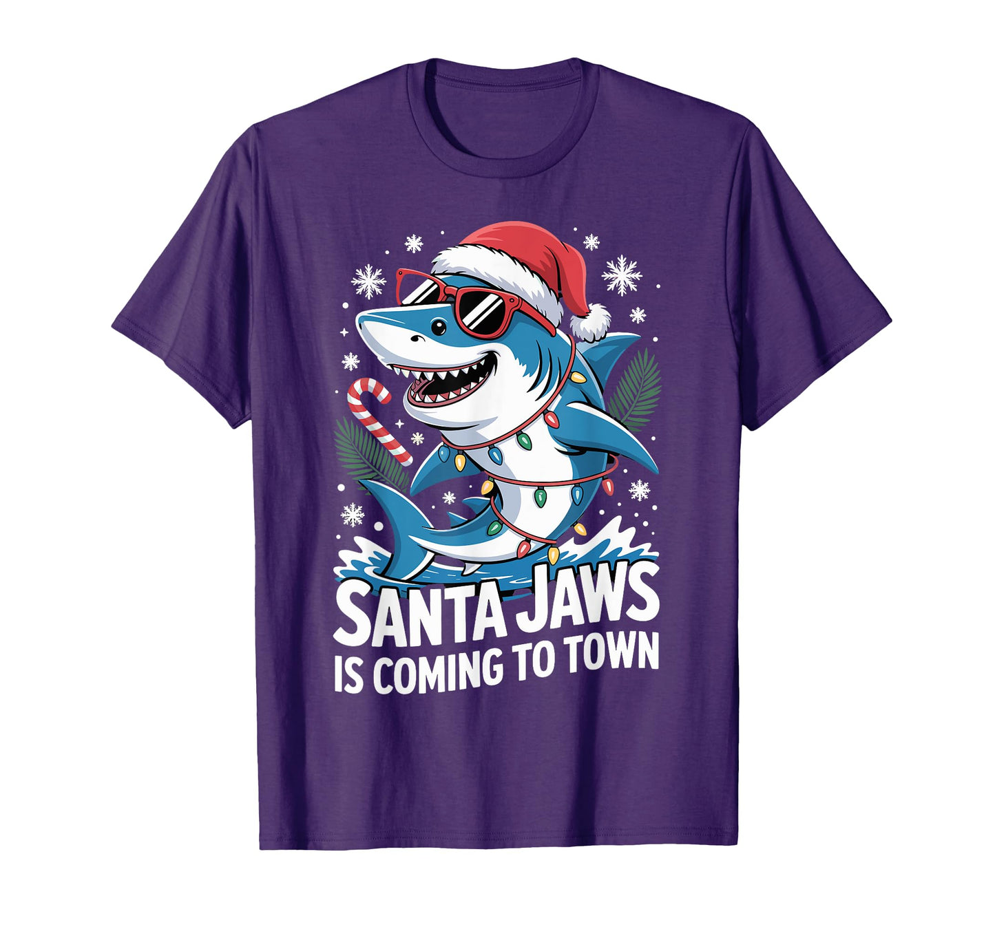 Summer Santa Jaws Vacation Christmas in July Shark T-Shirt