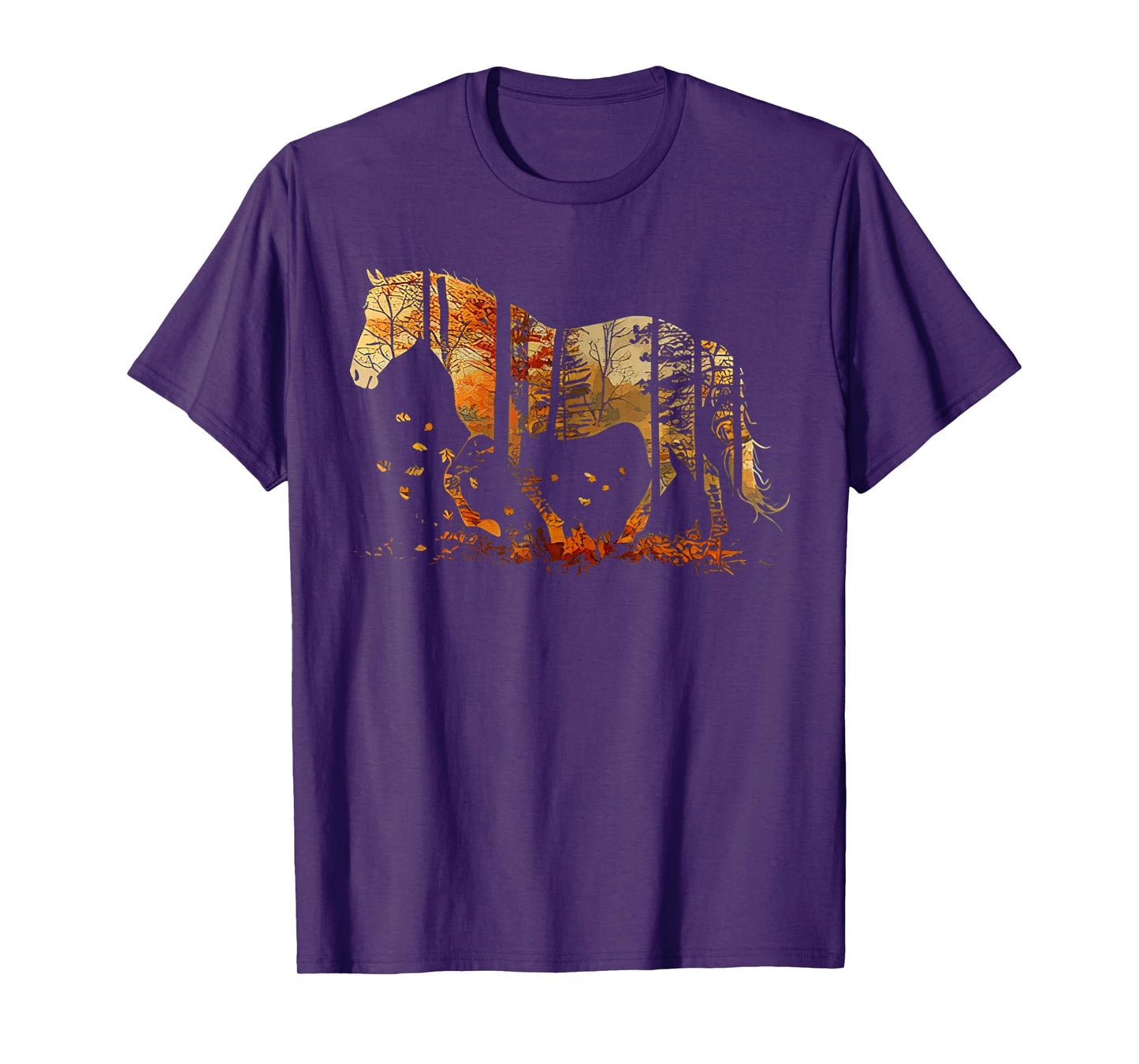 Cute Horse Lover Autumn Leaves Pony Animal Wildlife T-Shirt