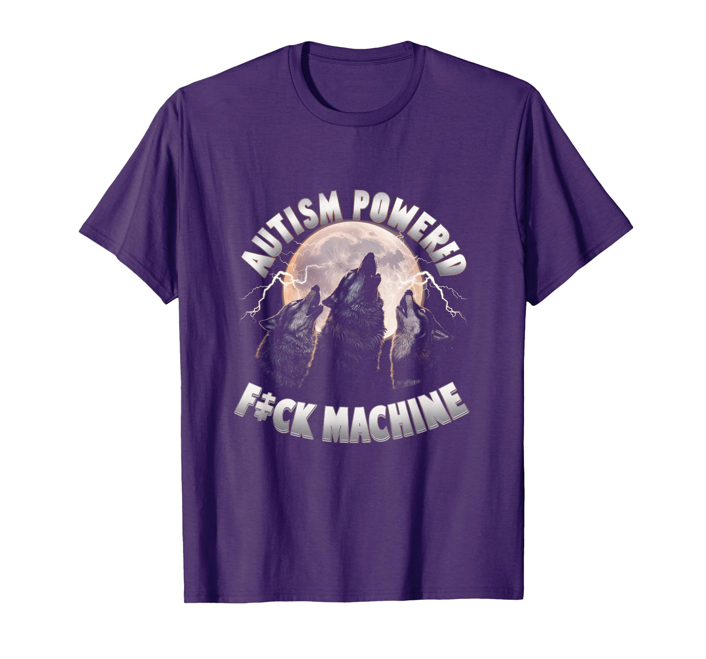 Autism Powered F ck Machine Funny Meme Wolf Autistic Retro T-Shirt