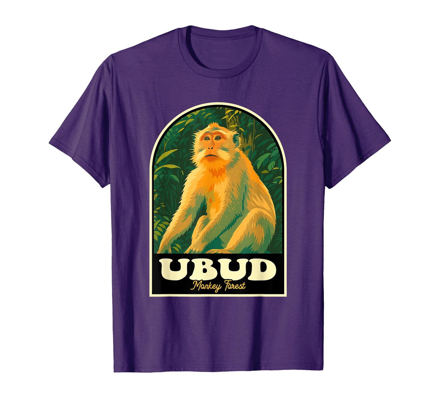Ubud Monkey Forest Bali Vintage Travel Poster Wildlife Desig T-Shirt