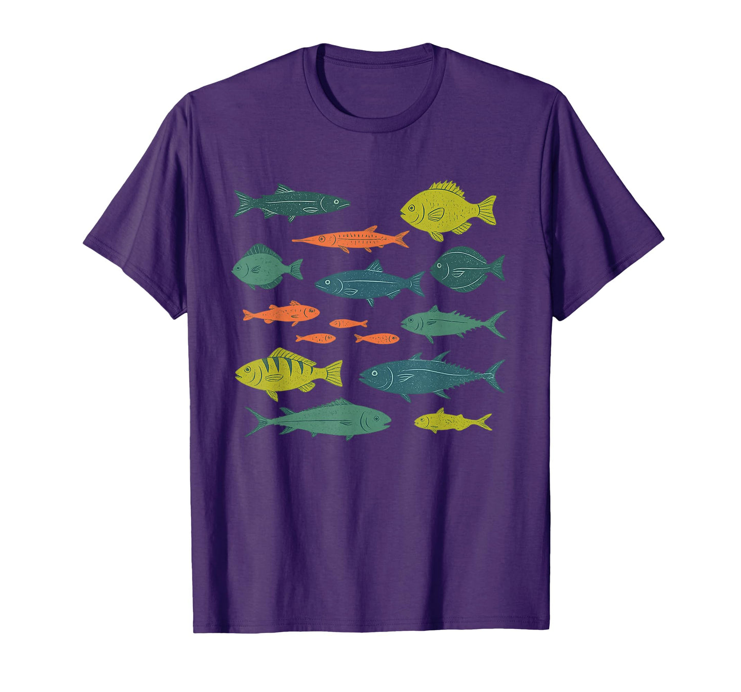 Colorful Ocean Fish Pattern, Tropical Sea Life Graphic T-Shirt