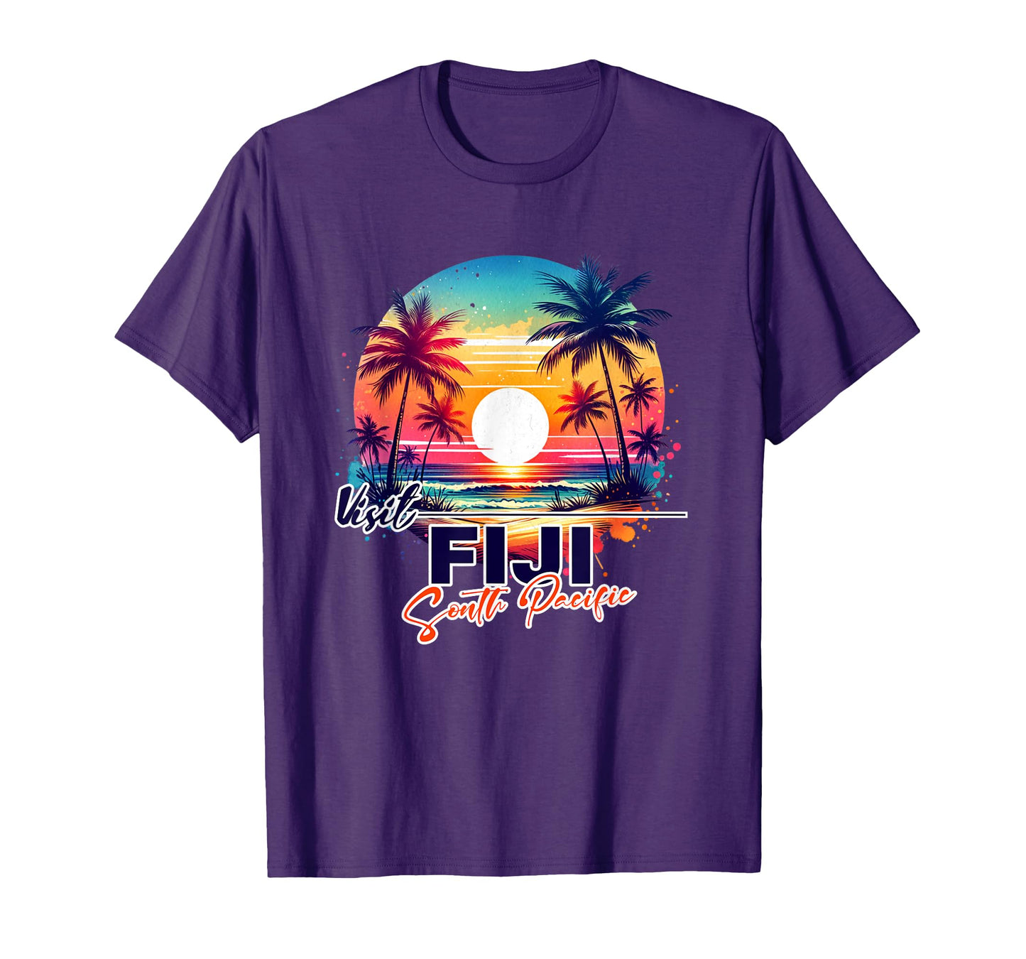 Fiji Sunset Beach Palm Tree Trip Souvenir T-Shirt