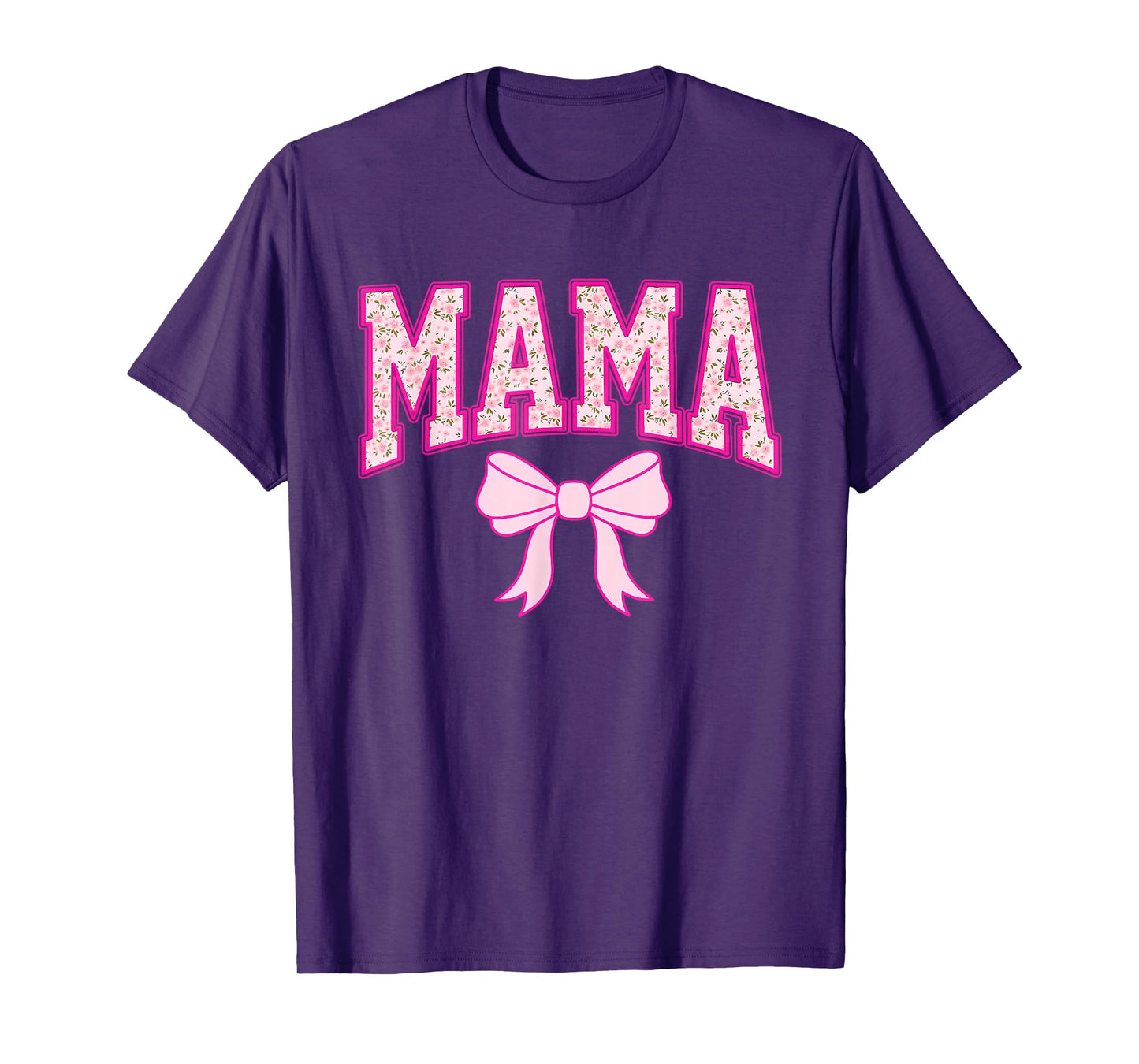 Mama Coquette Bow Groovy Pink Floral Mother's Day Mom Life T-Shirt