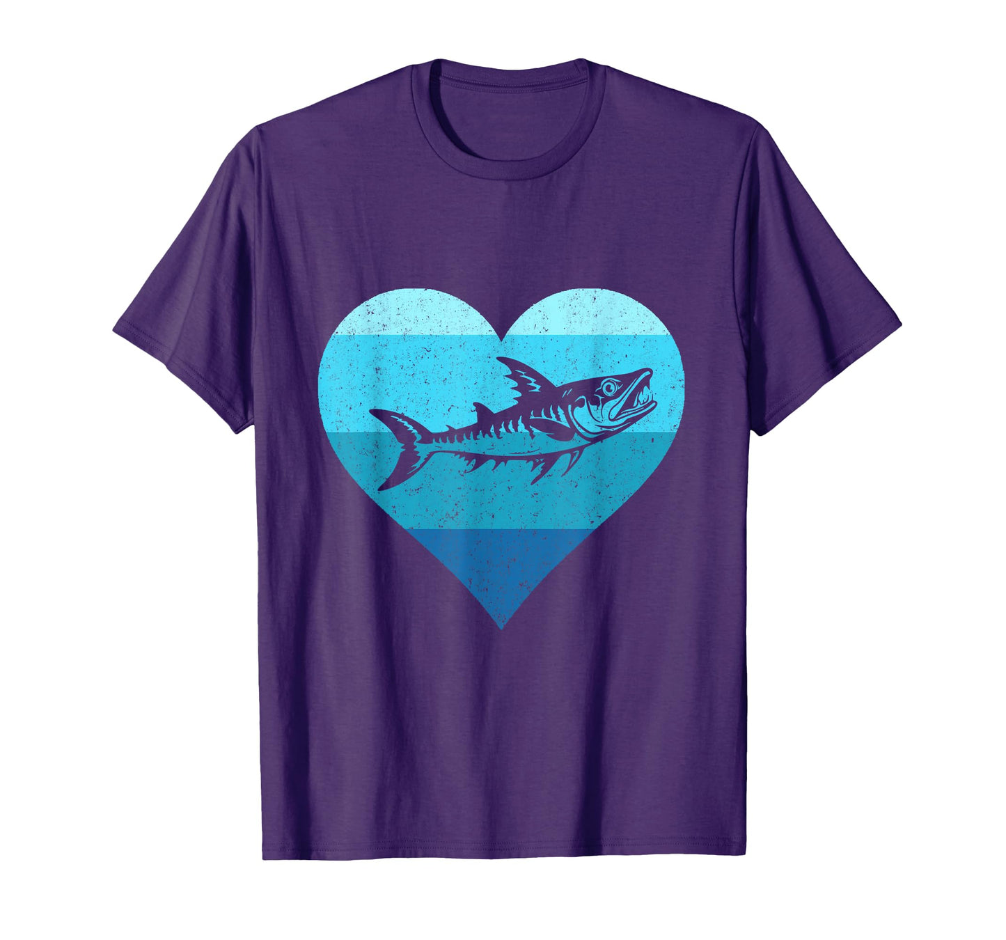 Retro Saltwater Fish Lover Heart Barracuda Fishing Barracuda T-Shirt